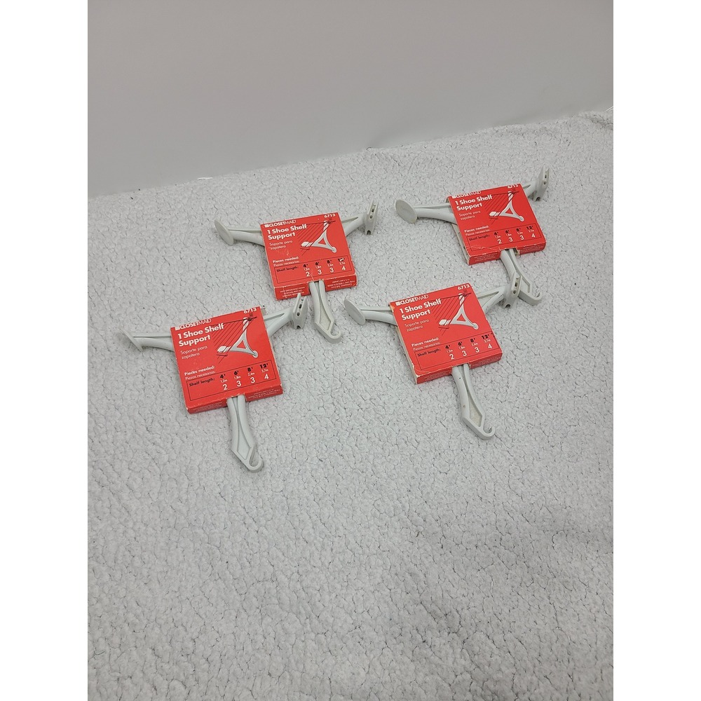 ClosetMaid 6713 Shoe Shelf Support Brackets White Wire Shelving Hardware 4 Pack